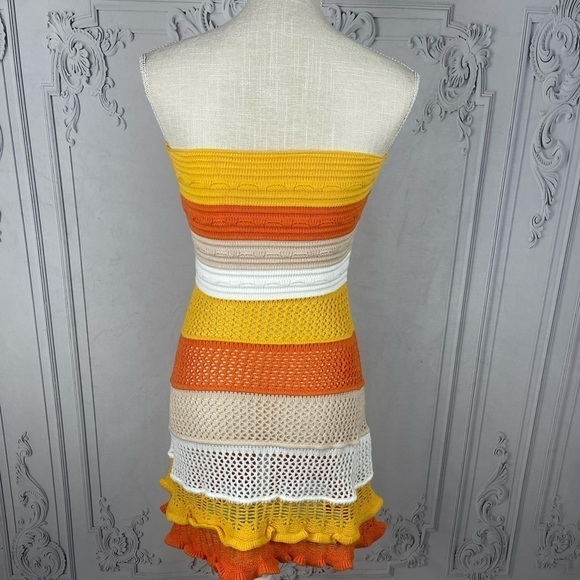 Luna Lettuce Trim Strapless Swimsuit Coverup Tube Mini Dress - Picture 6 of 8